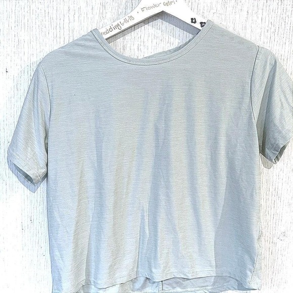 Lost And Wander Other - We Wander Girls Sage Green Twist Back Activewear Top Quick Dry Size L 12-14